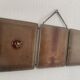 Vintage 1900 triptych mirror, old pink nickel-plated metal - 31 x 76 cm