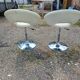 Pair of Vintage Chrome and Light Beige Skai Armchairs