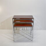 Vintage rosewood and chrome tables with reversible trays