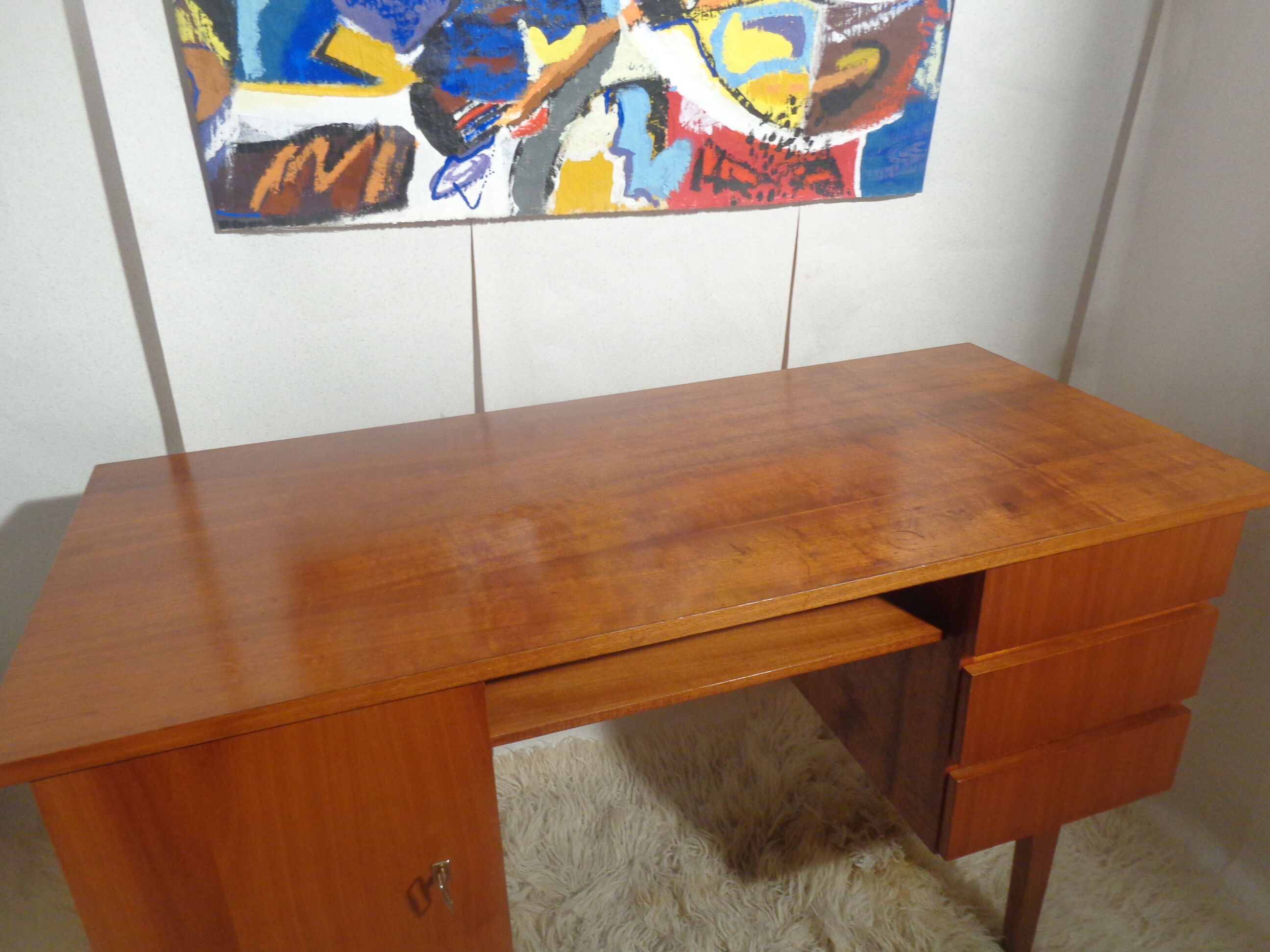 Scandinavian vintage office of the 60s light oak