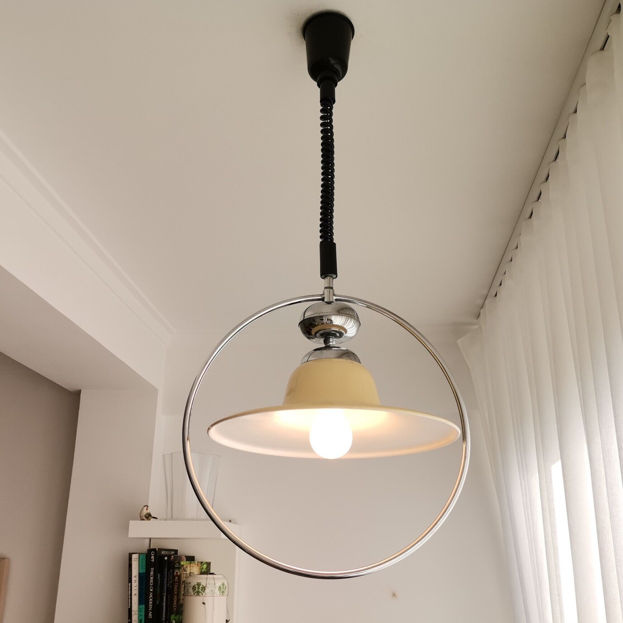 Pull-down rise and fall mid century modern 1960s hanging lamp