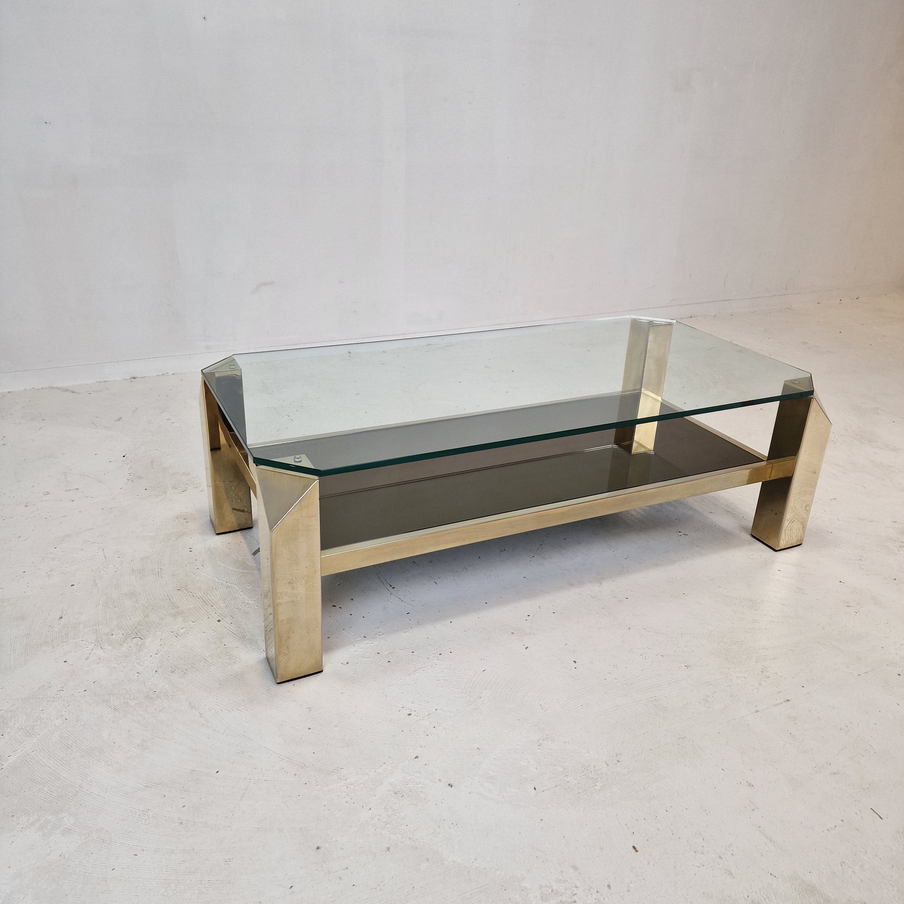 Belgo chrom coffee table 23kt gold plated, 1970's