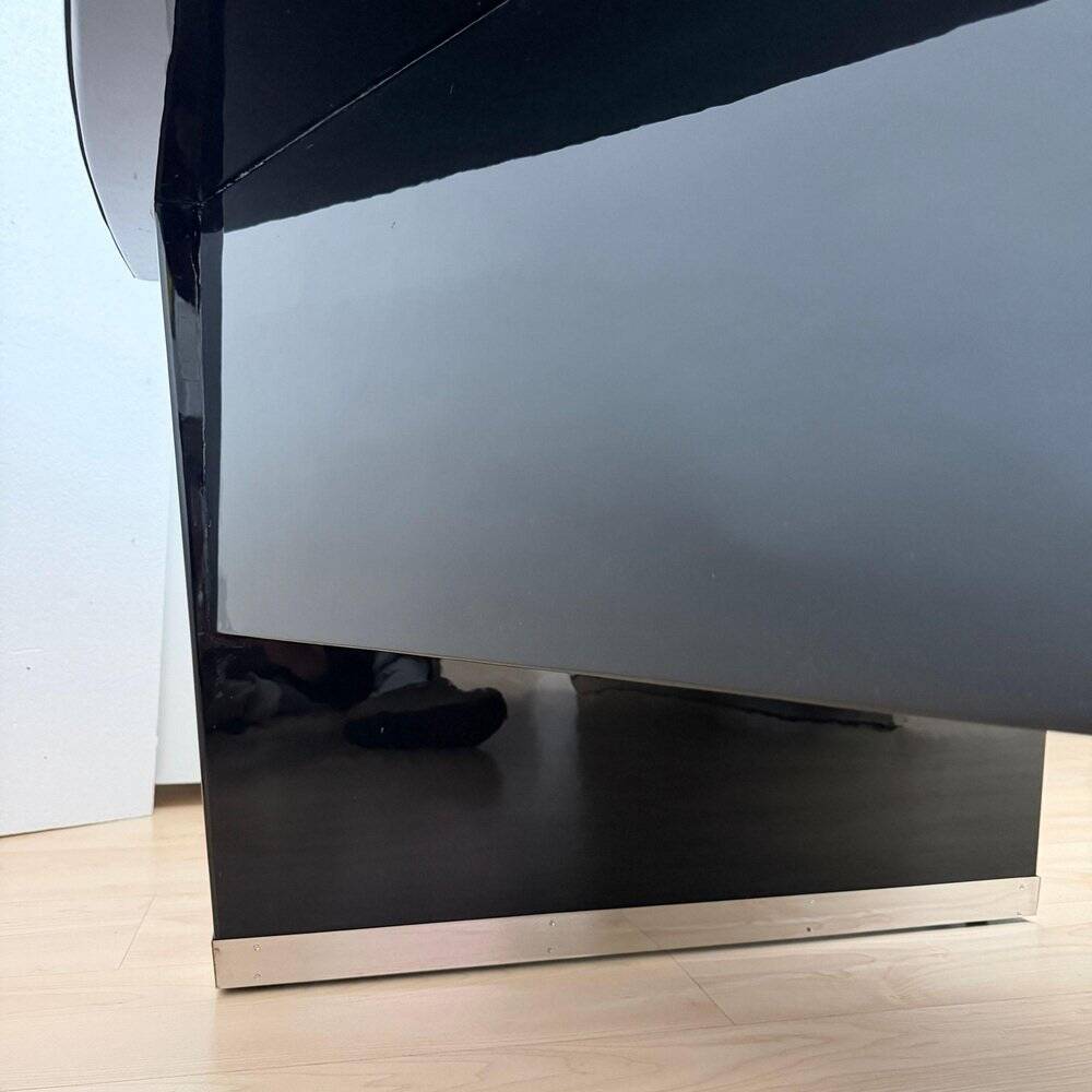 Art Deco desk in black lacquer, walnut & metal, France, 1950