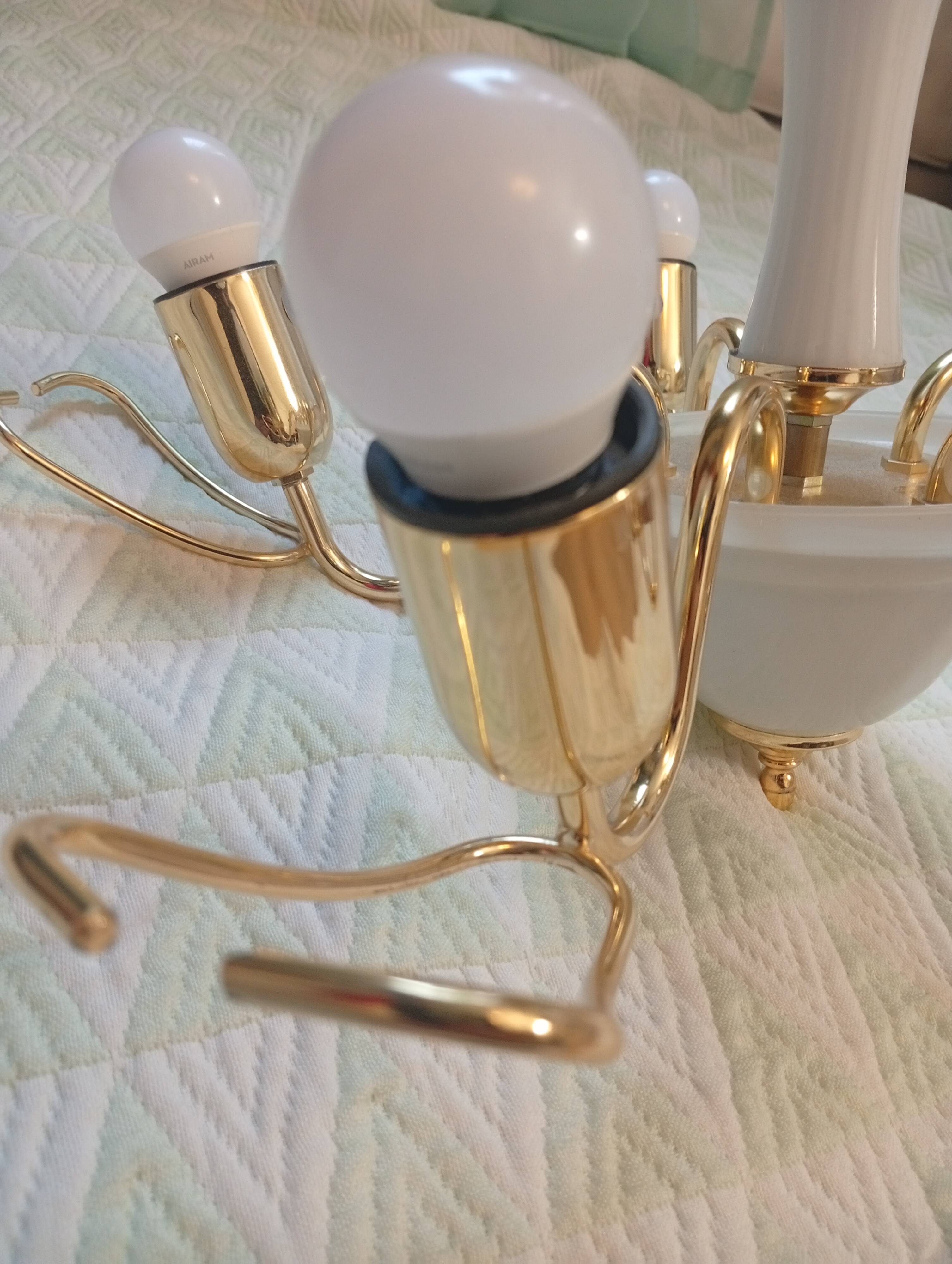 Vintage 1970s Franco Luce Murano Glass Ceiling Chandelier Made in Italy