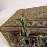 Old bronze jewelry box of nineteenth century high period.