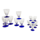 Set of 16 antique glasses with cobalt blue stems, Art Deco.