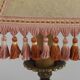 French Empire Style Green & Gold Brass Candlestick Table Lamp & Hide Shade