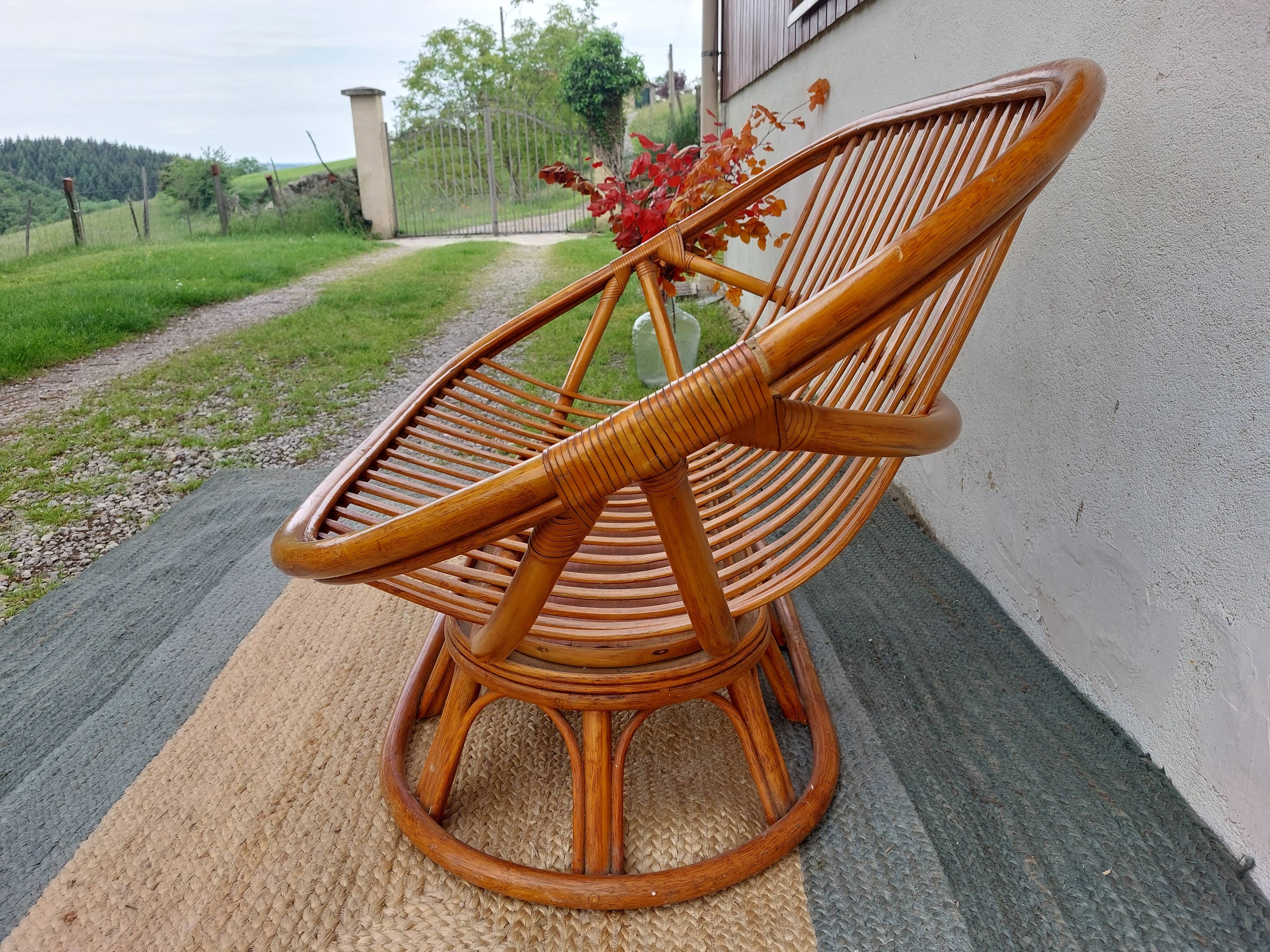 bamboo wood, rattan, vintage sofa