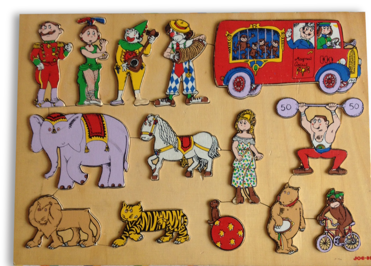 Puzzle wooden vintage circus-themed