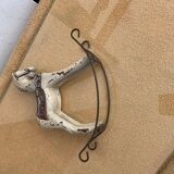 Antique toy horse in ivory and black wood, visible framework, Czech Republic, late 19th century.