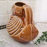 Pichet canard en barbotine Sarreguemines vintage