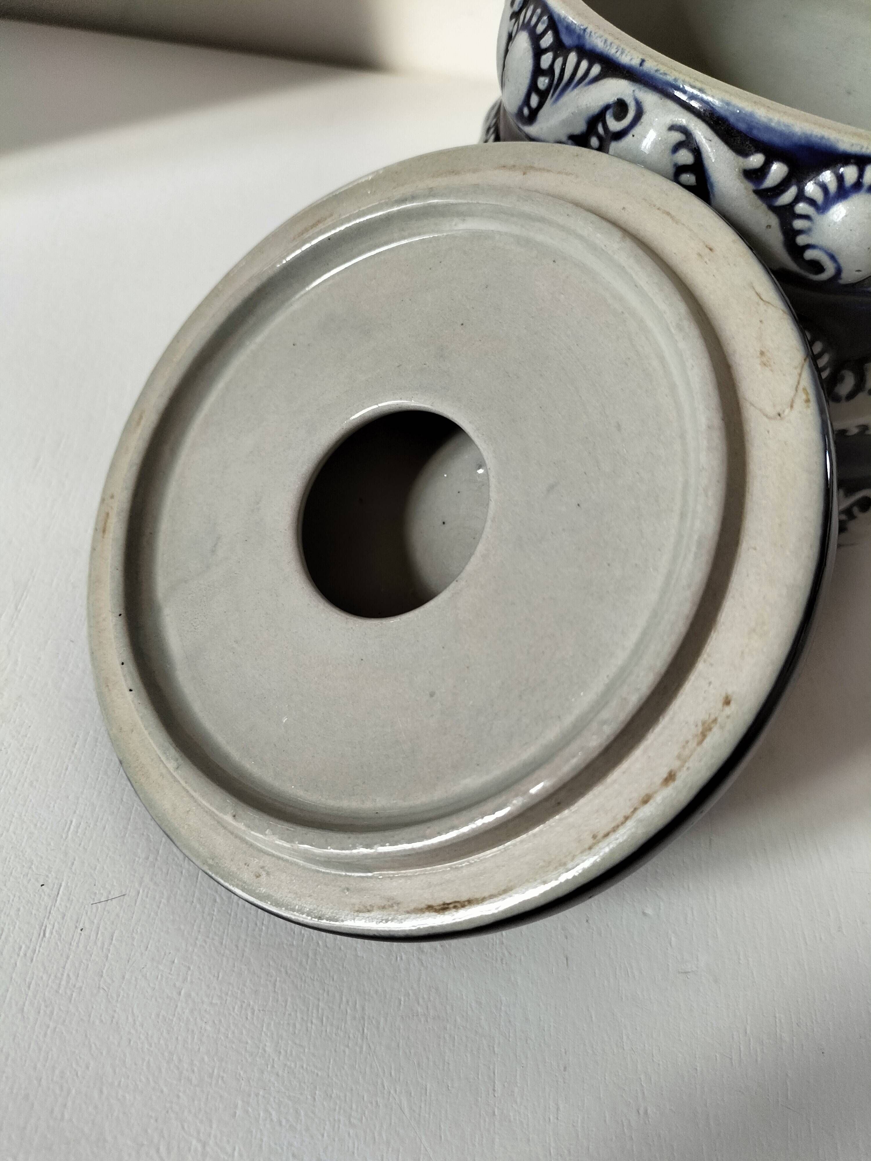 Blue glazed stoneware pot RM Stein – Reinhold Merkelbach, 1960s