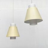 Glass and metal suspensions from the Mid-Century period, set of 2.