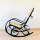Rocking-chair vintage en bois courbé et cannage 1960