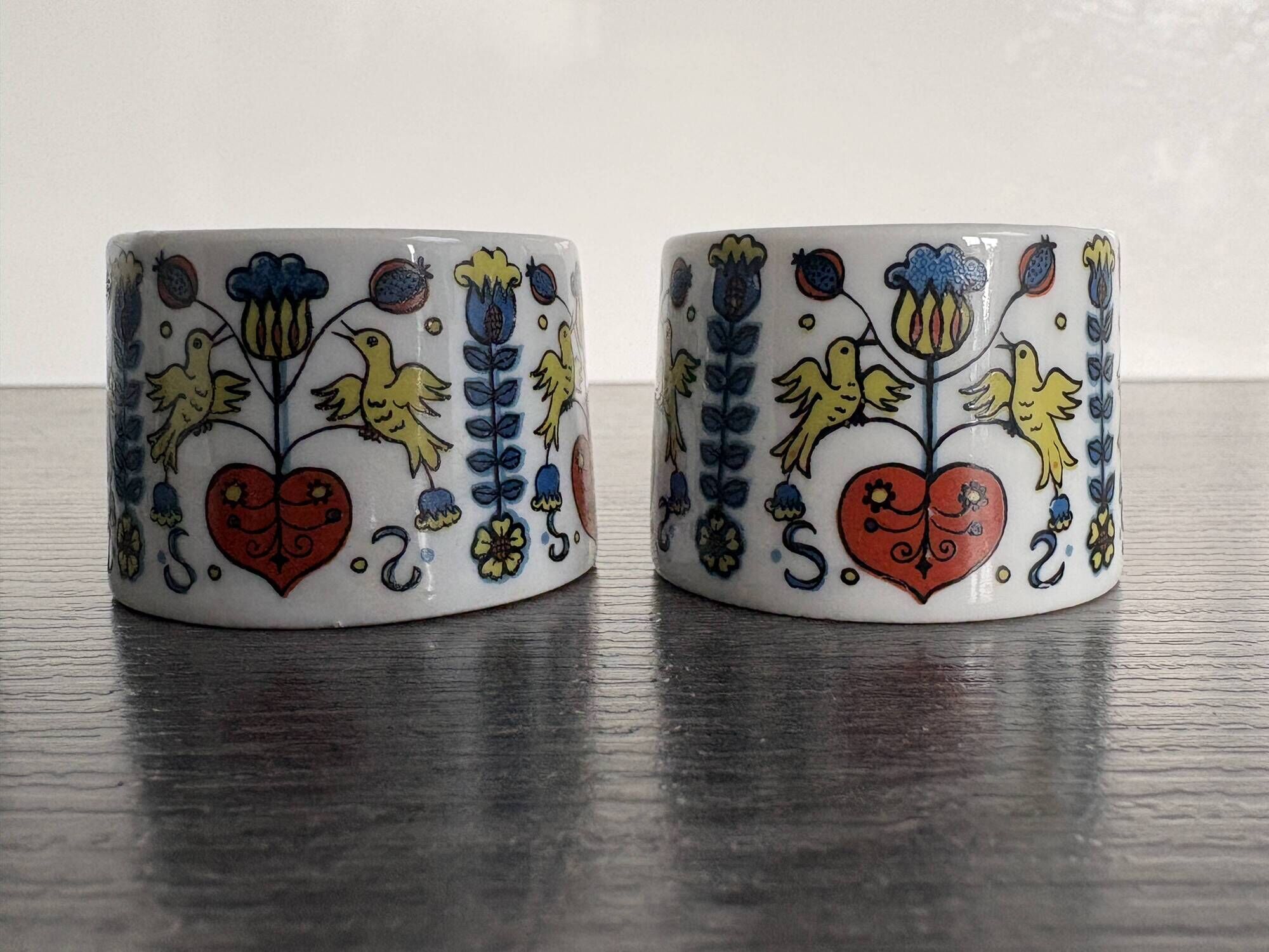Vintage Bavaria Porcelain Egg Cups - 70's Folk Style