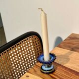Blue and gold ceramic candle holder