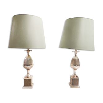 Pair of vintage acorn table lamps, 1970s