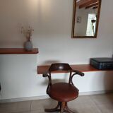 Thonet armchair, swivel, in wood and faux leather.