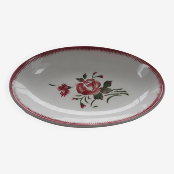 Small oval dish Digoin Sarreguemines floral bouquet model