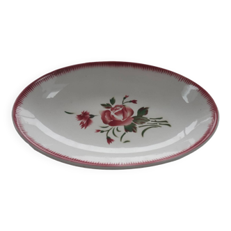 Petit plat ovale Digoin Sarreguemines modèle bouquet fleuri