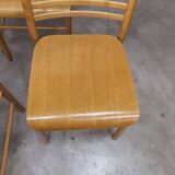 Danish ensemble transformable table 114 cm / 154 + 4 modernist chairs from the 1970s