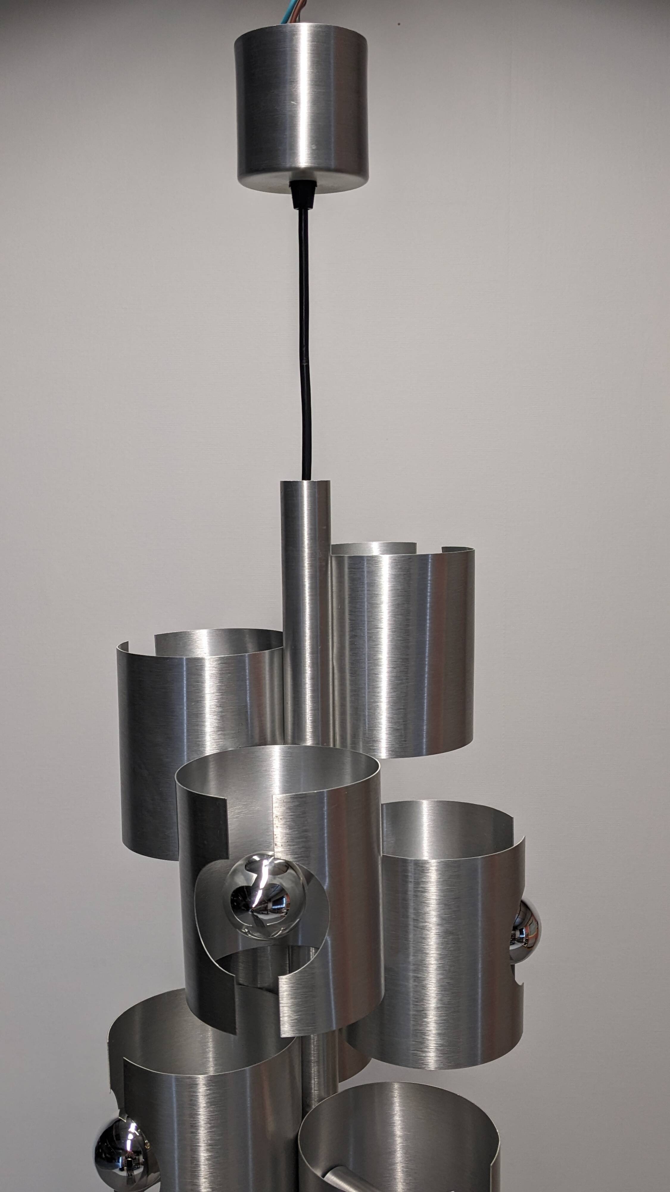 Space Age 7-light pipe chandelier, 1960s-70s