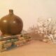 Sandstone ball vase signed Michel Dumont