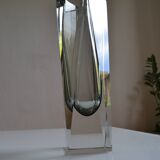 Murano Sommerso Vase Gray Blue 30 cm Vintage 1970