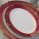 Elegant mid-century Japanese bone china service for 12 in white and noble red