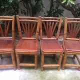 4 chaises en bambou