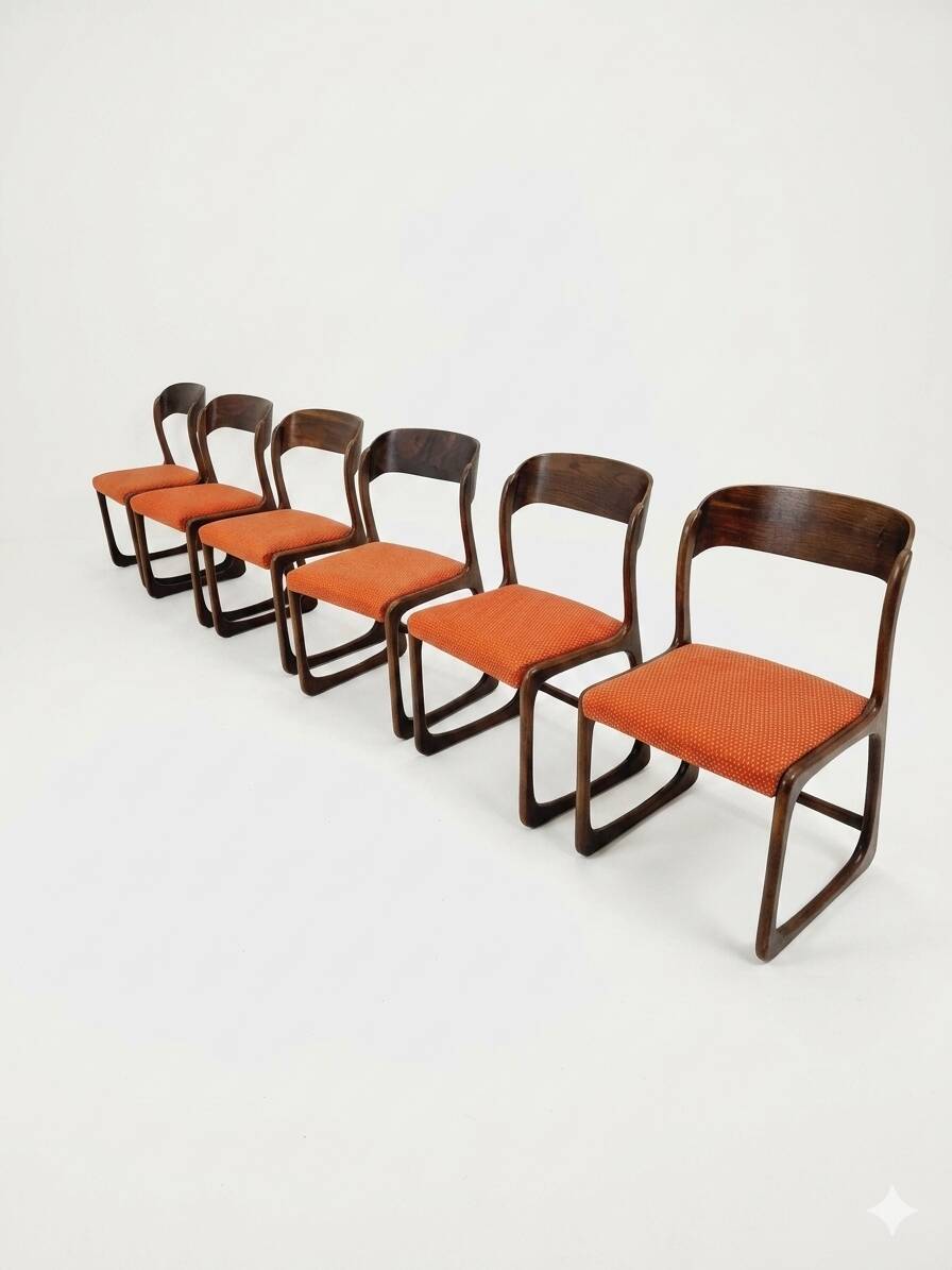 6 Baumann sled chairs in rosewood from the 1960s.