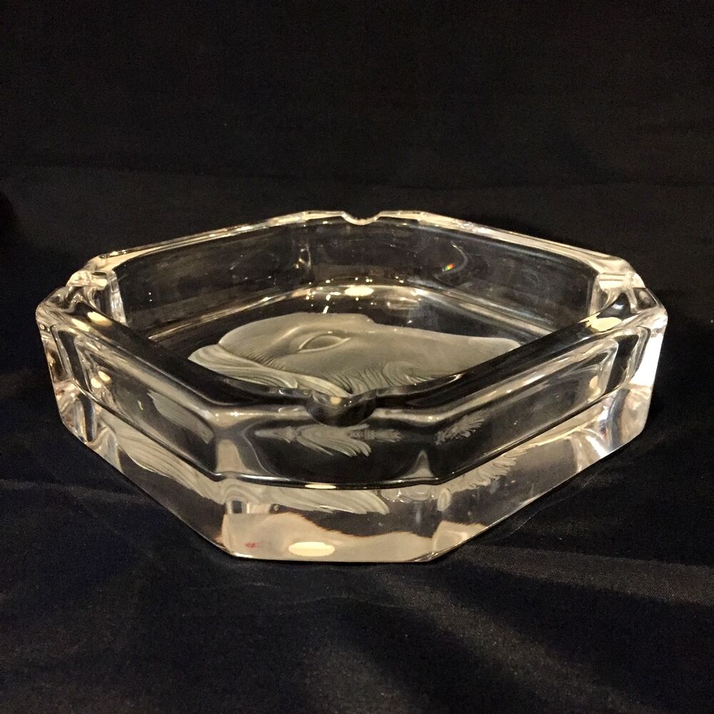 Cendrier en cristal de sevres tête de teckel