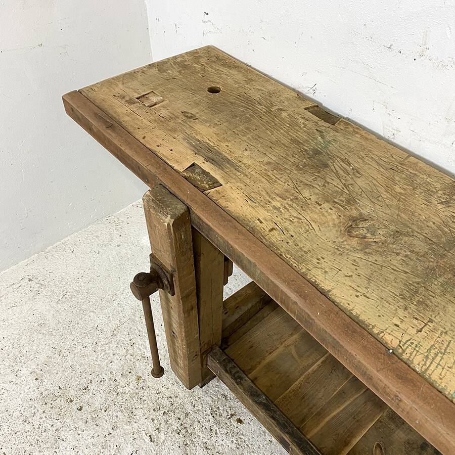Old solid oak workbench