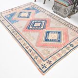4x8 Salmon & Blue Handmade Wool Oushak Rug, 141x230Cm SK 20160