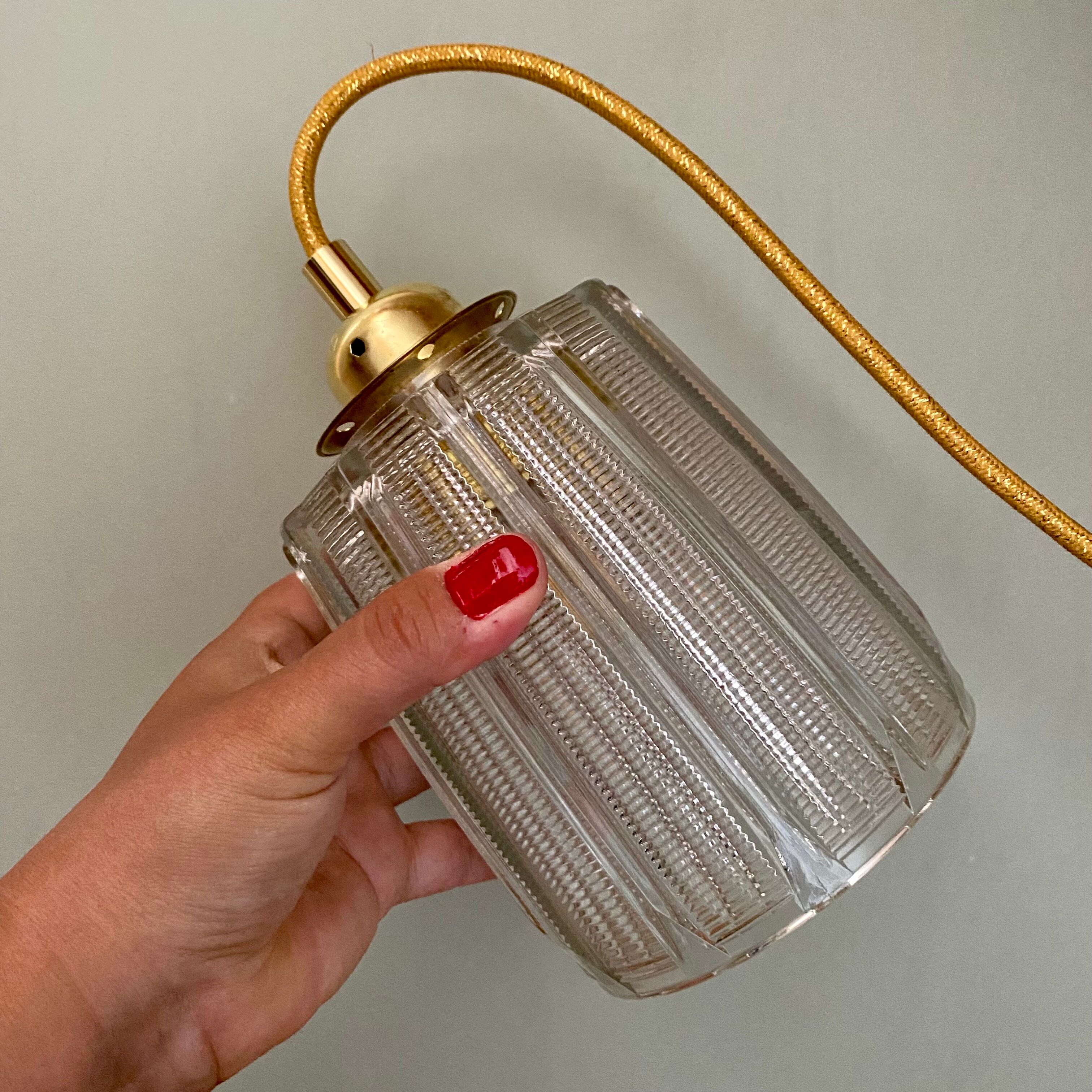 Vintage holophane glass globe lamp