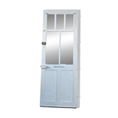 Porte d'entrée ancienne semi-vitrée en bois