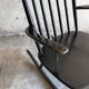 Black solid wood Scandinavian Windsor rocking chair — tall spindle back, mid-20th century