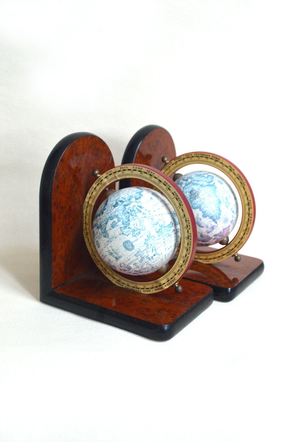 Pair of vintage bookends globes