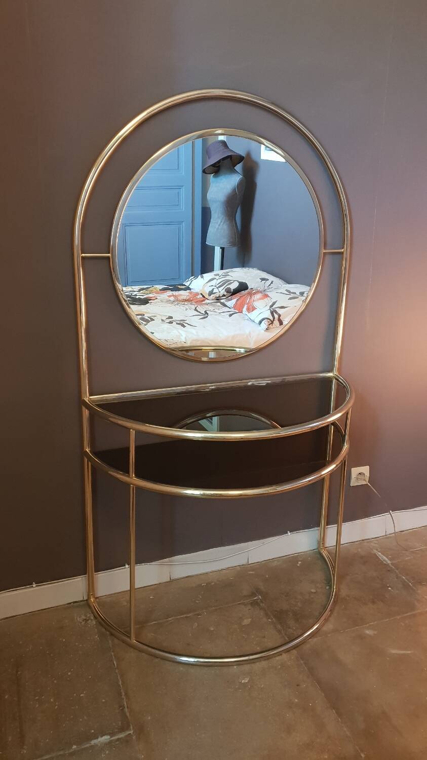Gilded metal dressing table, Italy, 1980s
