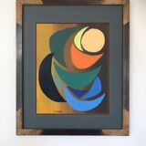 Acrylic painting by Odile TRAMPONT, known as BALTRAN (1942). The Six Moons