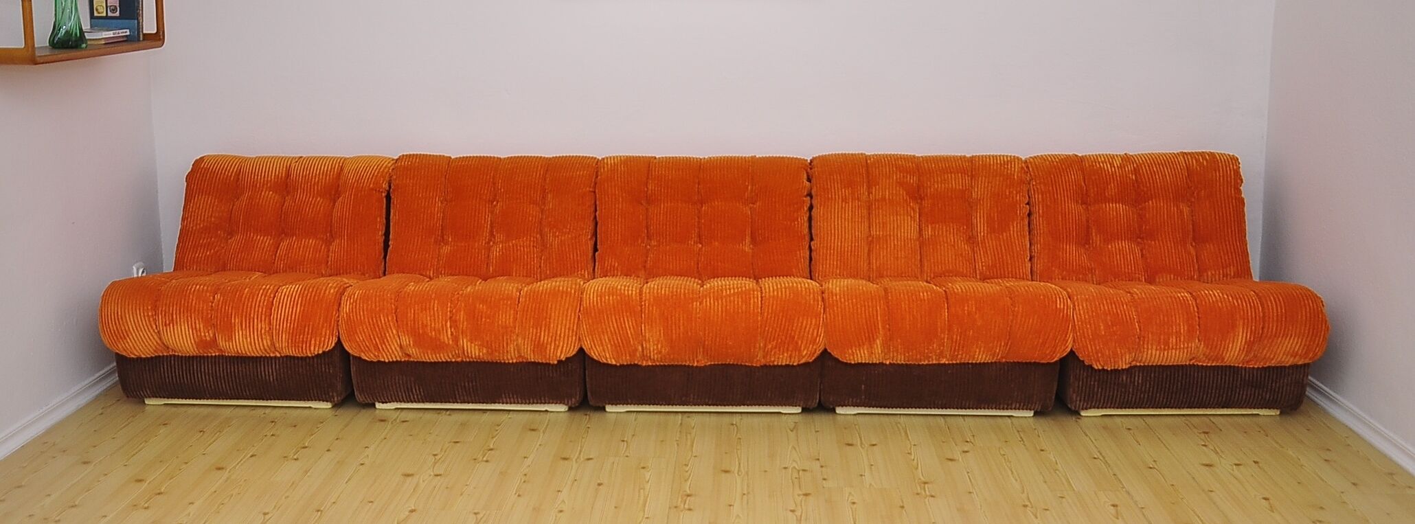 2-color corduroy modular sofa, 1970s