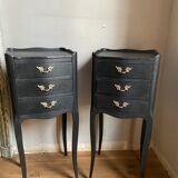 Pair of bedside tables style Louis XV black