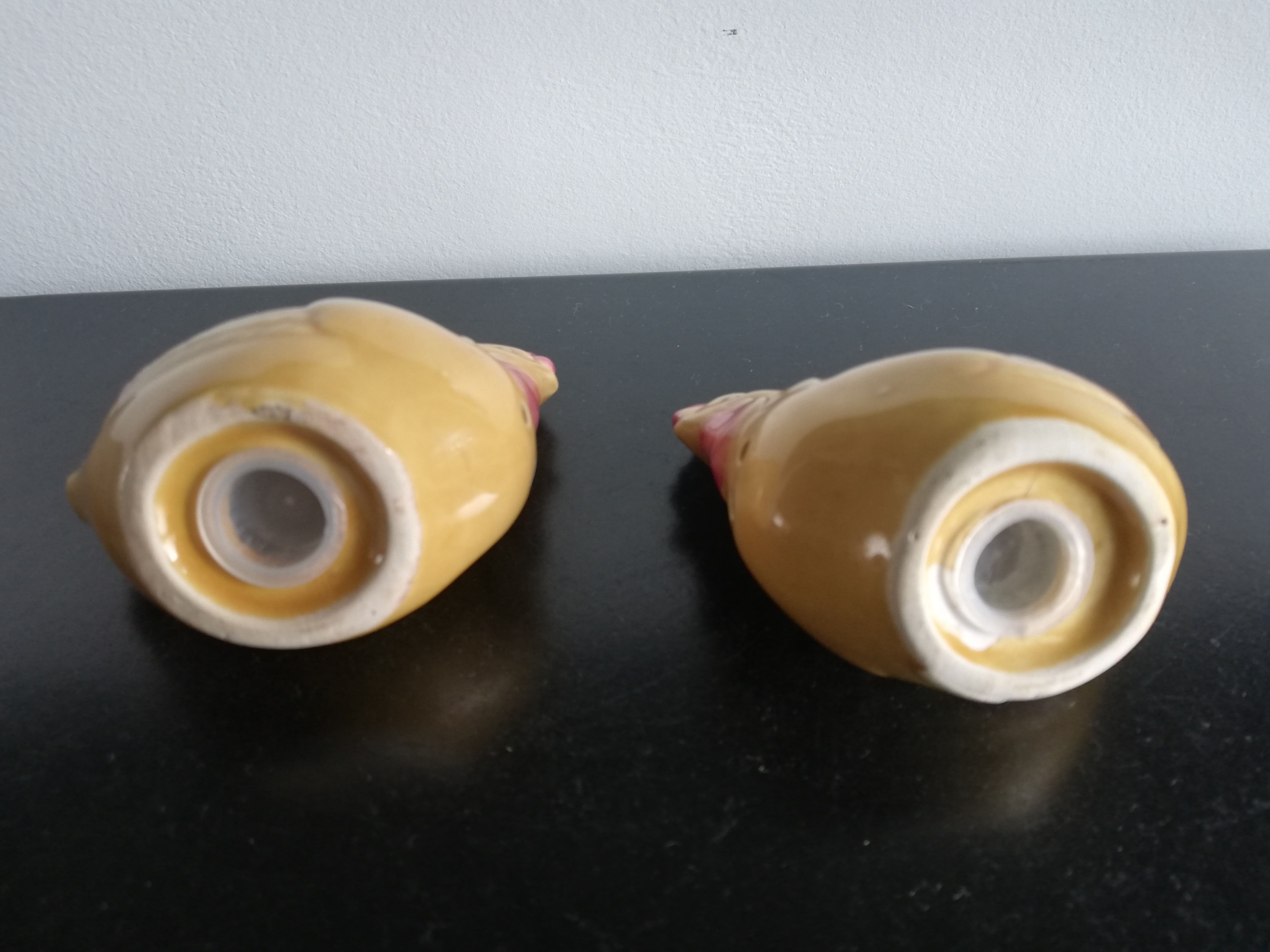 Yellow salt and pepper shaker in the shape of hens