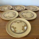 Set of 6 old sarreguemines plates beige ceramic flower decor
