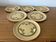 Set of 6 old sarreguemines plates beige ceramic flower decor