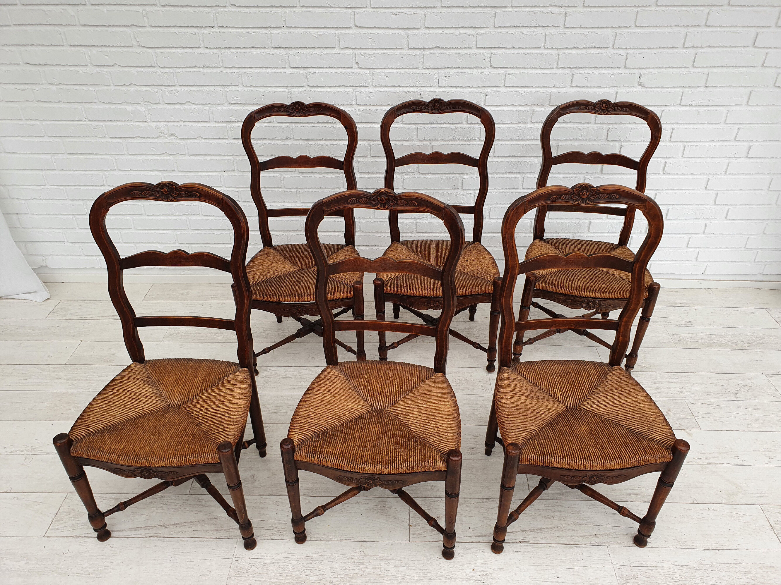 6 pcs, Original Danish country style chairs, 50s