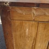 Buffet Empire, plateau en losanges, marqueterie de bois