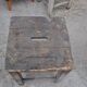 Vintage brown workshop stool in solid pine, 1940s industrial style.