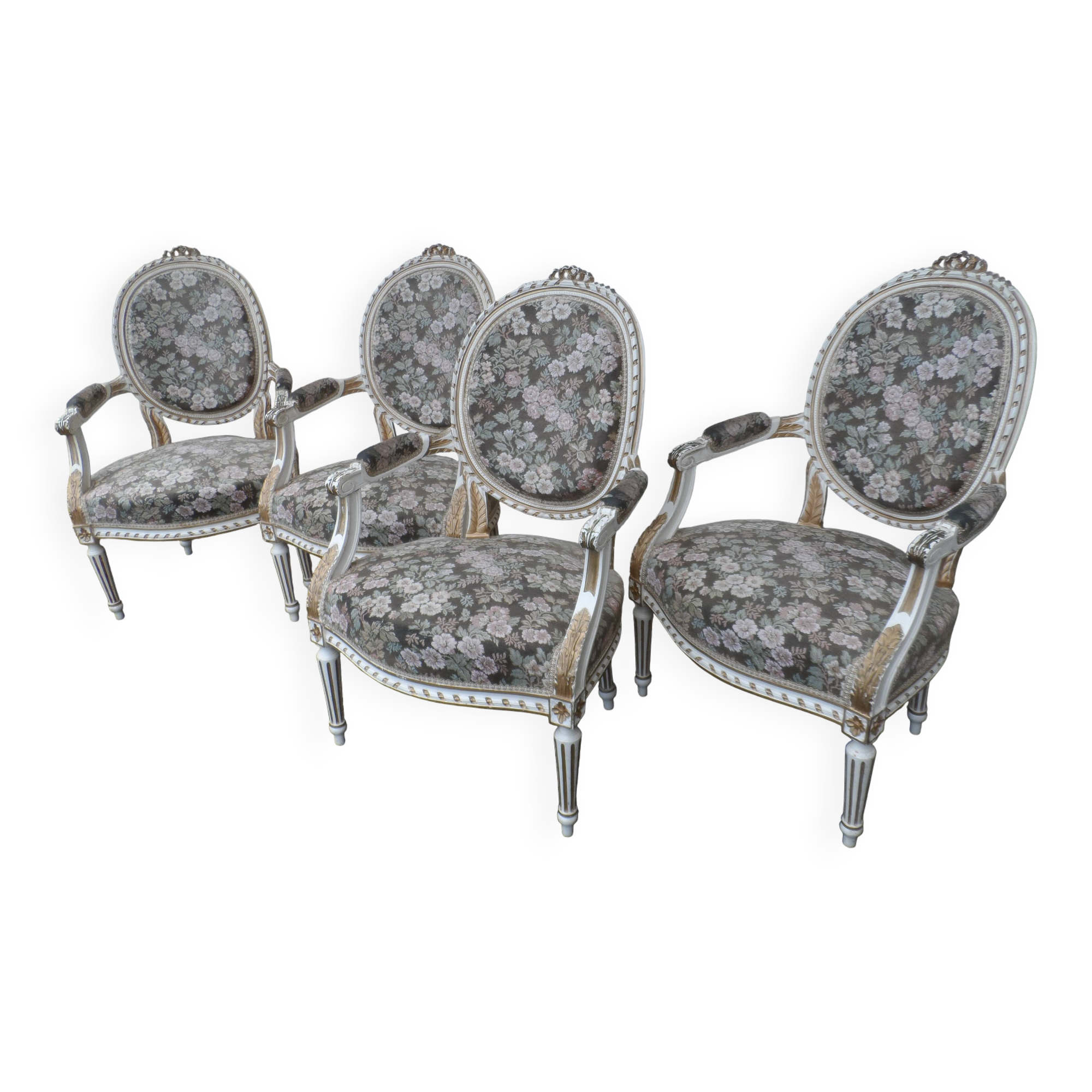 Four medallion armchairs