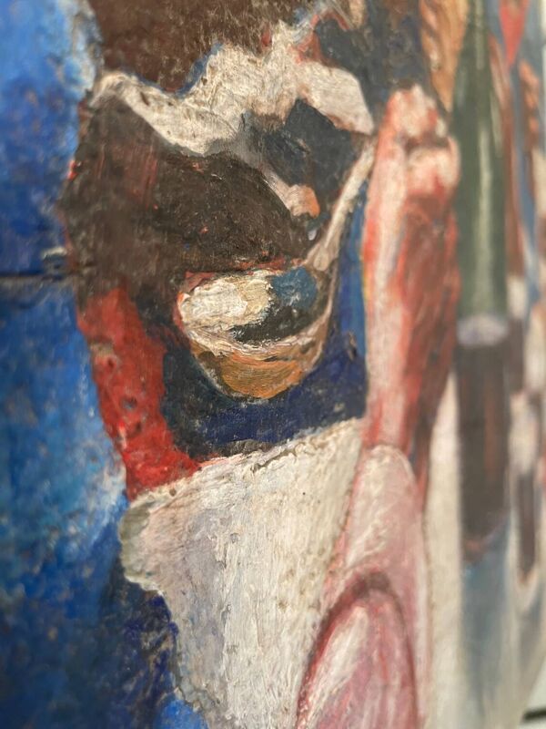 Tableau ancien bar restaurant, Les buveurs, XXe